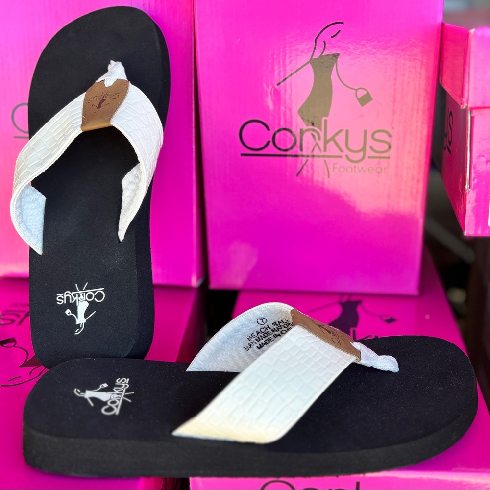 Beach Ball Faux Snake Flip Flops by Corkys